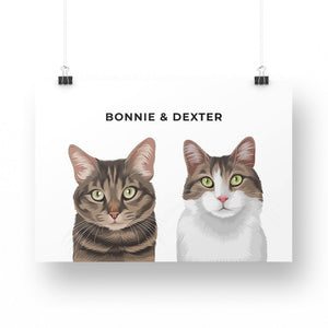 Pet Portrait - Printed Poster (2 Pets)